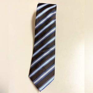 BARBERINI ROMA BROWN AND BLUE 100% SILK CRAVATTA SETA NECKTIE MADE IN ITALY GUC